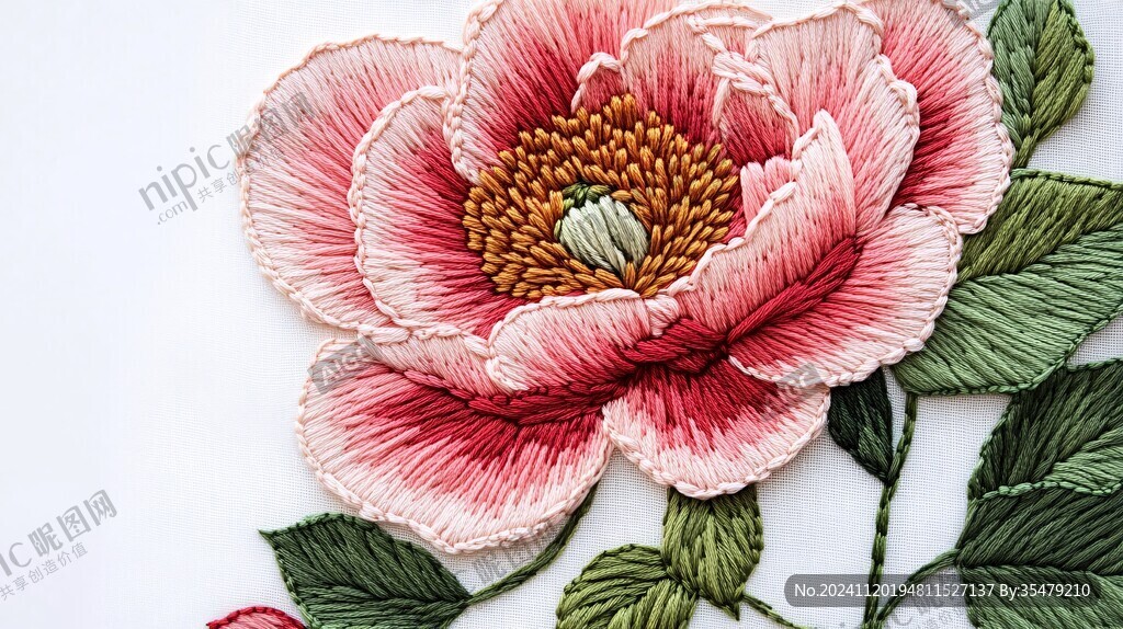 牡丹花刺繡