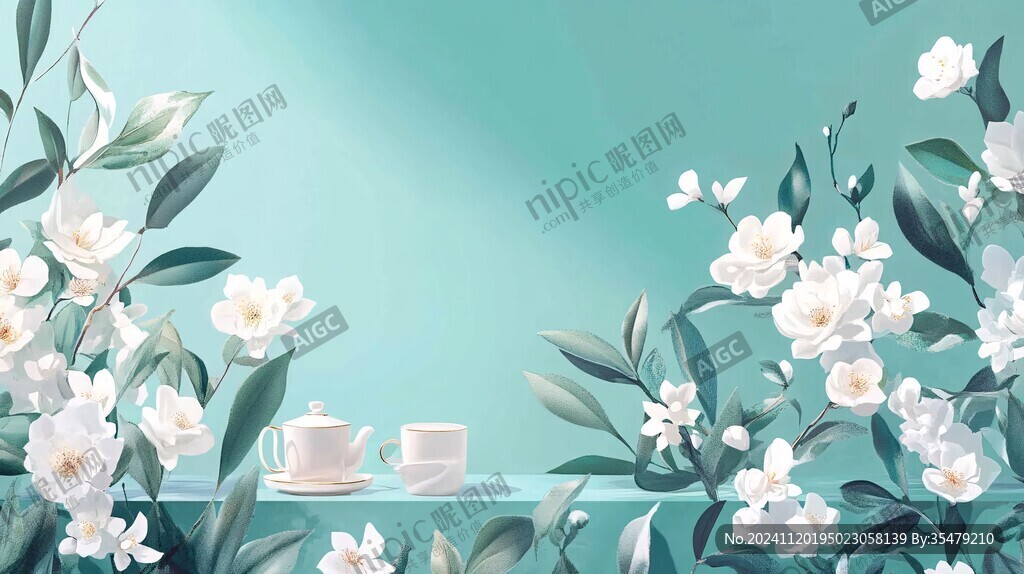 茉莉花茶插畫