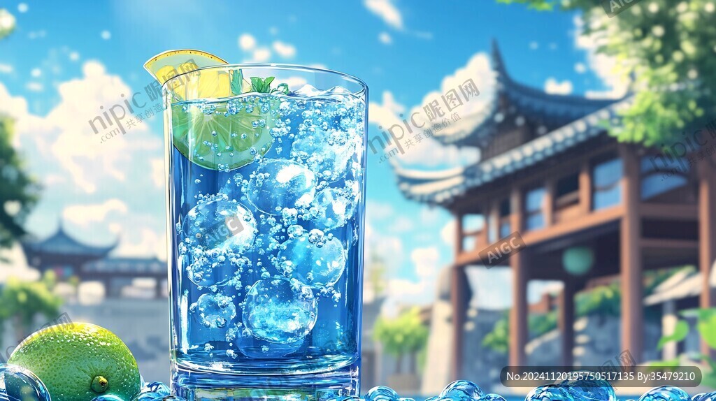 夏天冷飲舍冰水圖