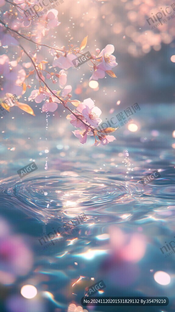 唯美水上桃花