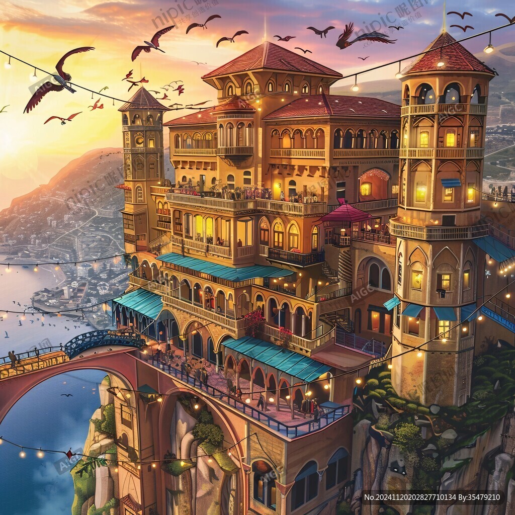 閣樓皇宮插畫