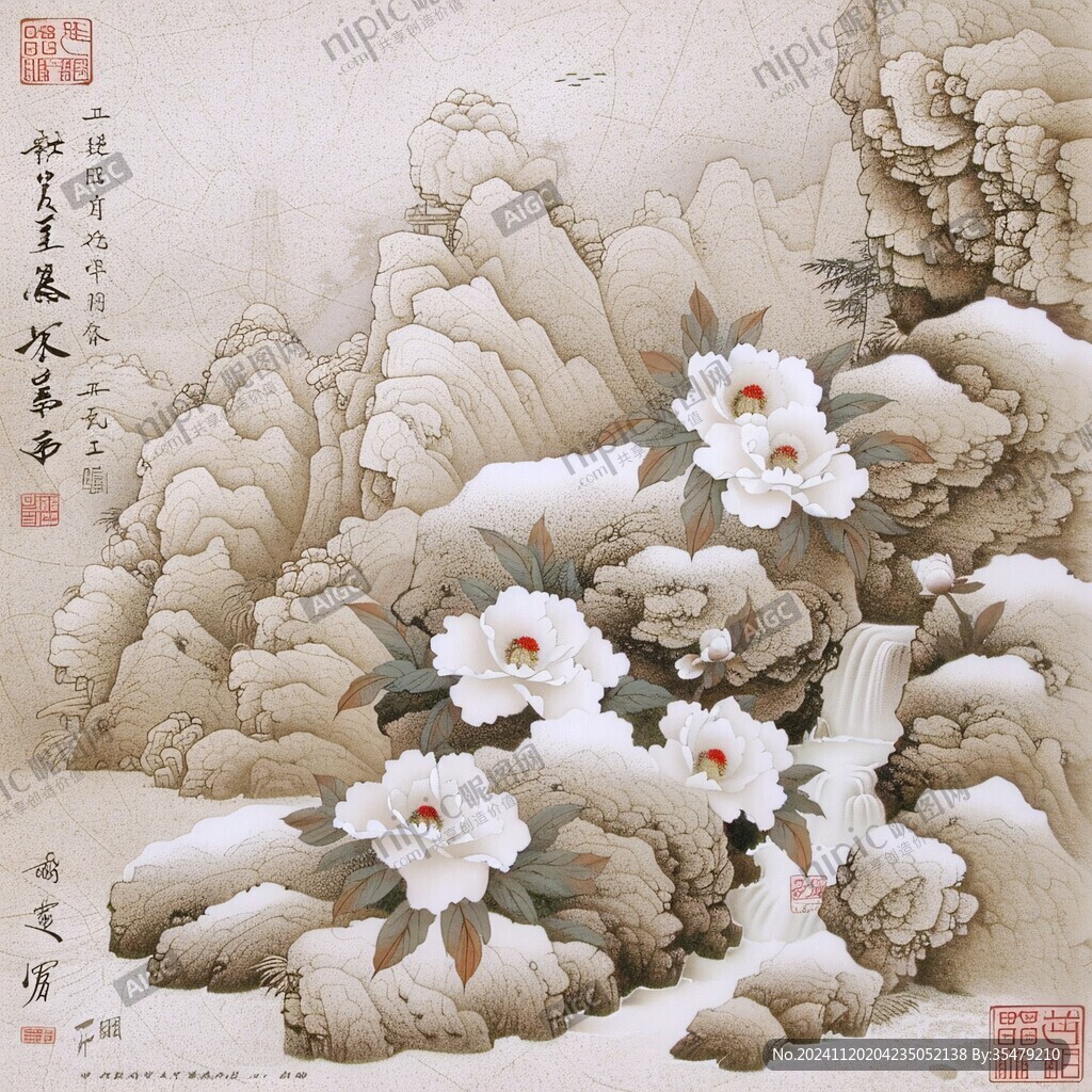 工筆梅花花開富貴