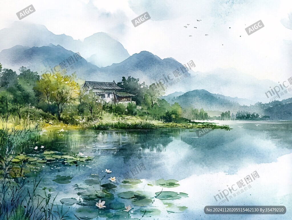 中南大學插畫水墨山水