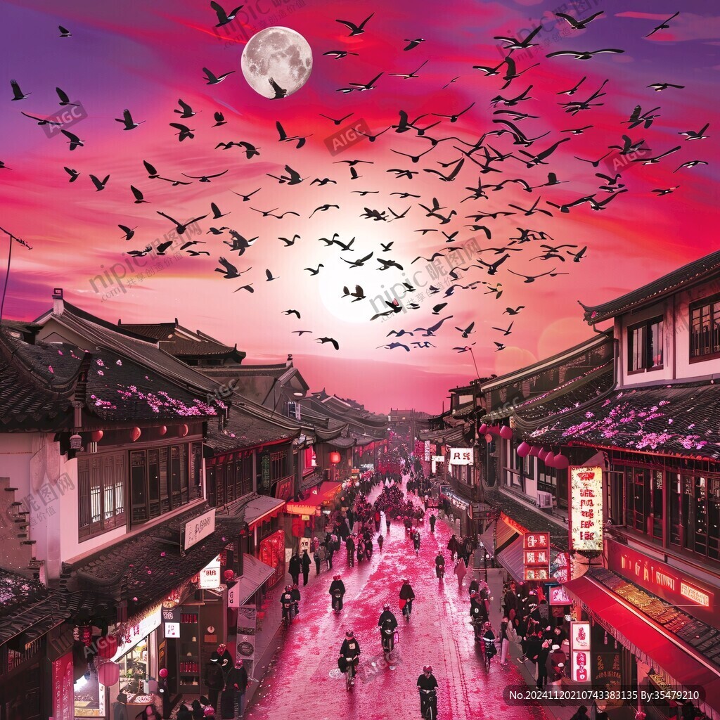 七寶古鎮(zhèn)插畫