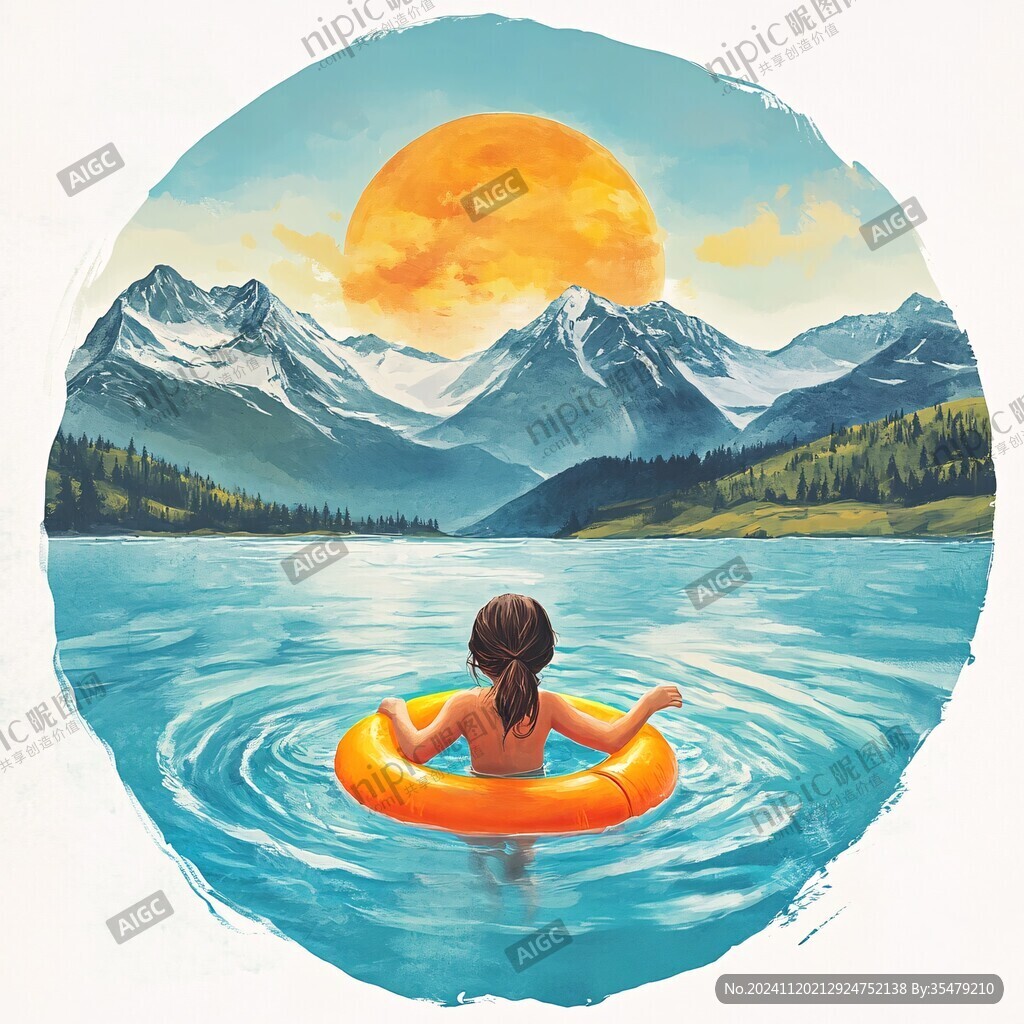 24節(jié)氣插畫游泳