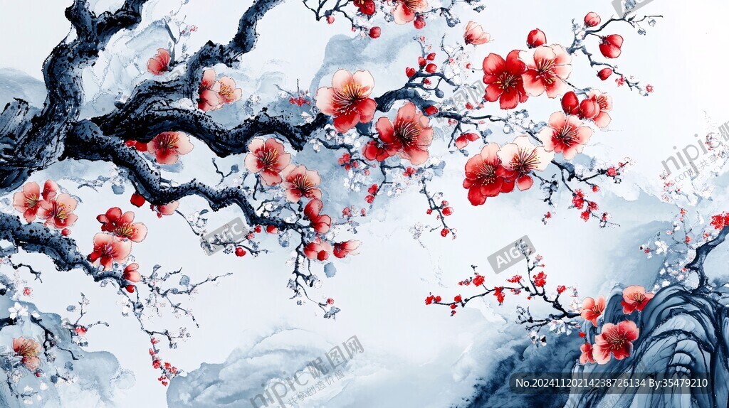 梅花大型高清壁畫