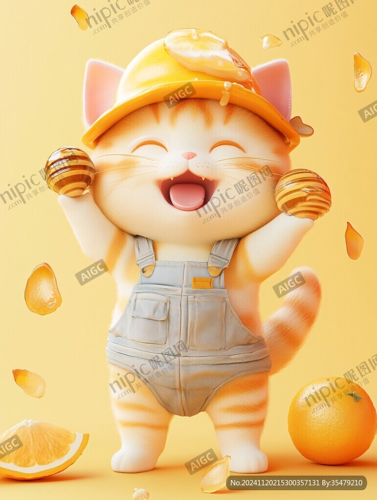 卡通發(fā)財貓招財貓橘貓