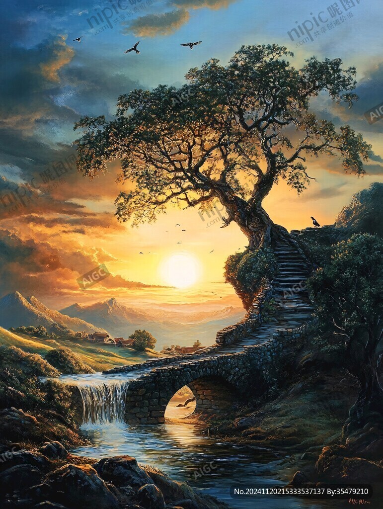 意境風(fēng)景畫插畫中堂畫