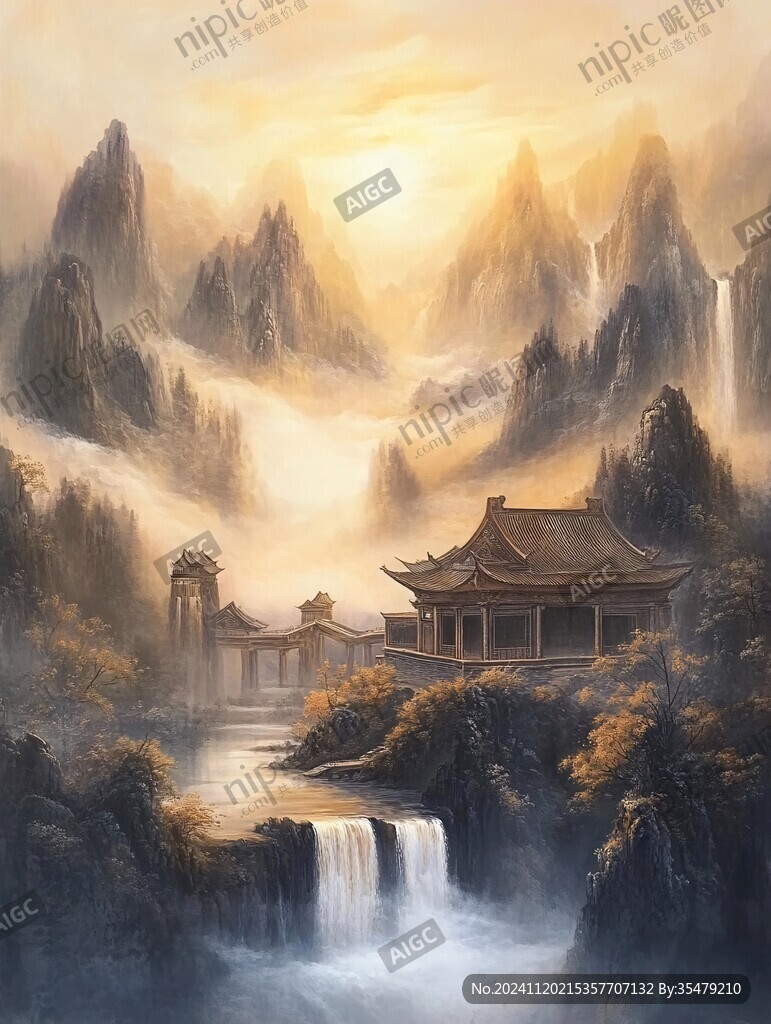 禪意油畫山水