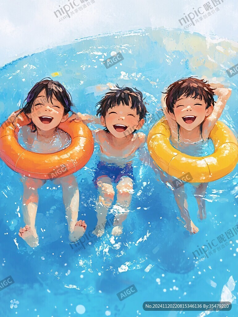 兒童游泳插畫