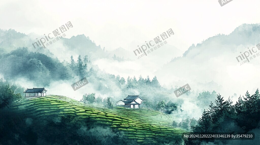 茶園風(fēng)光插畫