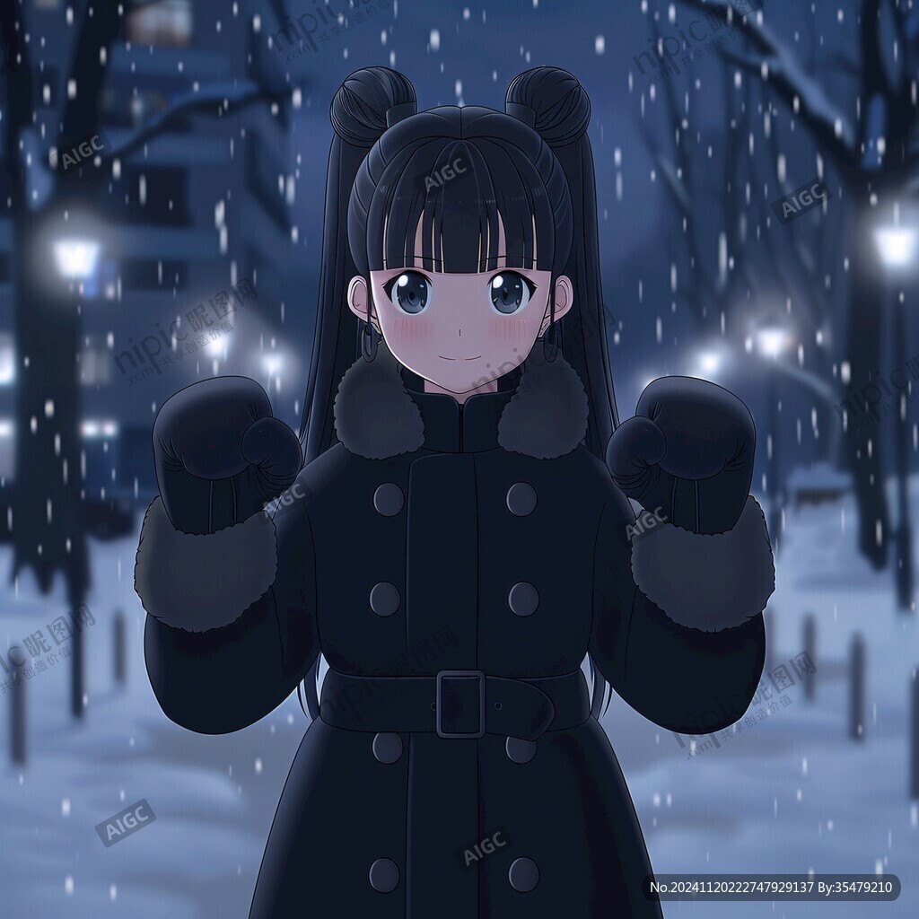 大雪女孩插畫