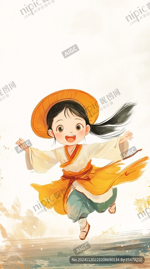 農(nóng)家小女孩板栗插畫