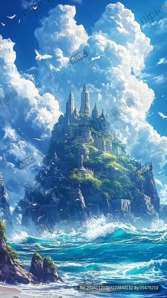 海島海邊城堡美景