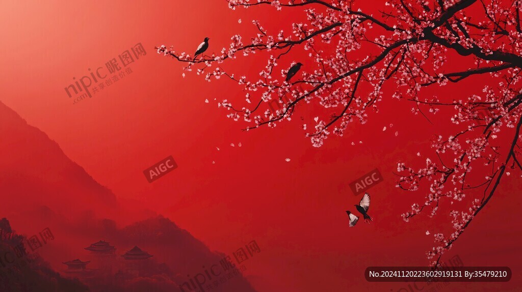 杏花紅底圖