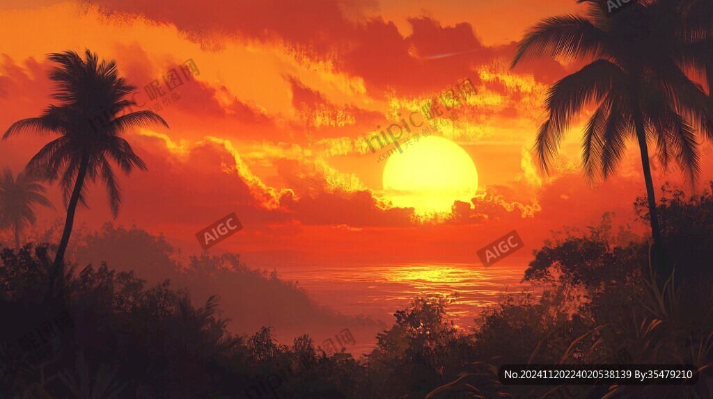 日出風景插畫