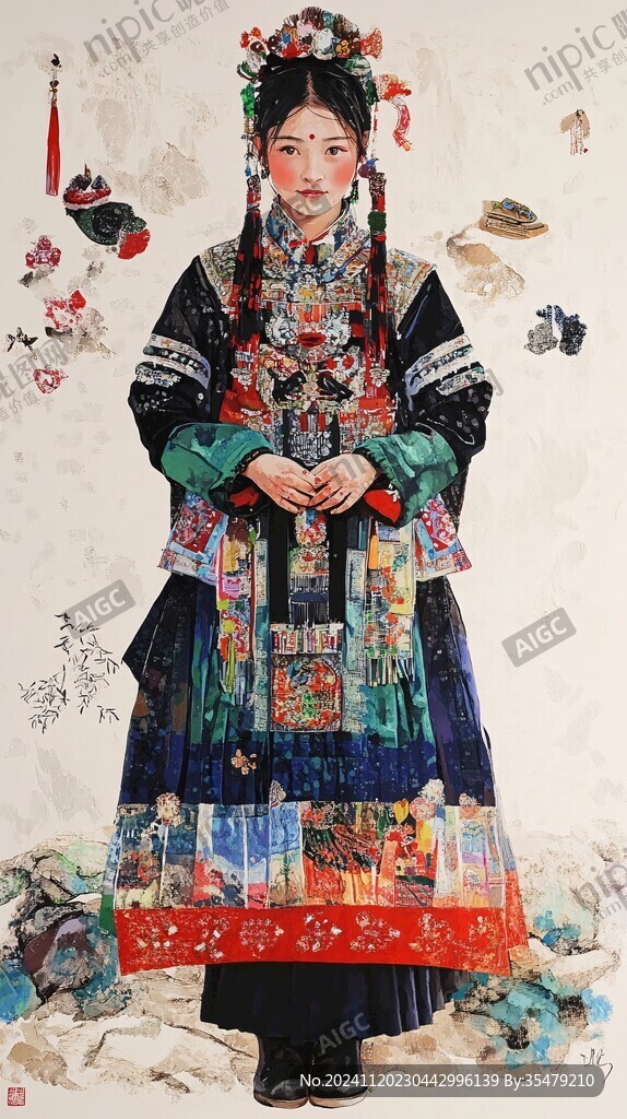 手繪土族美女