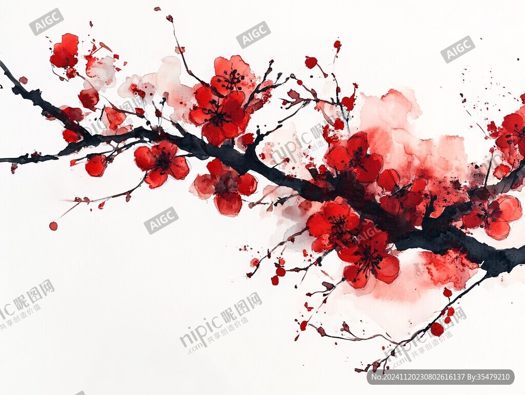 水彩風(fēng)手繪梅花