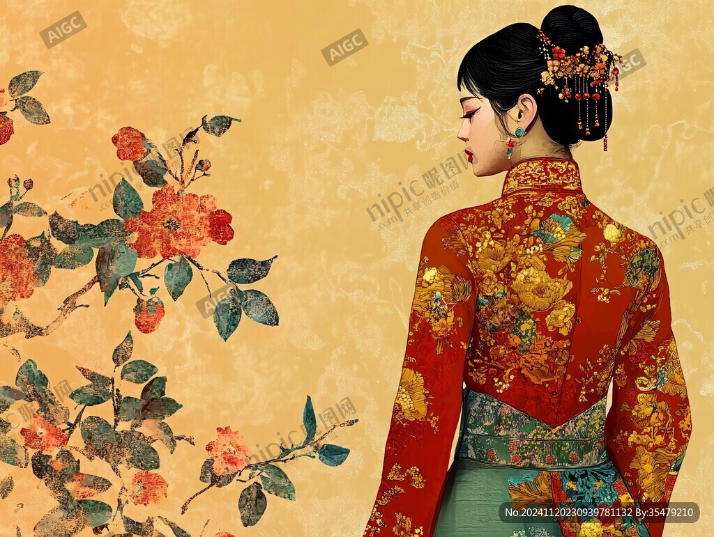 中式新娘插畫