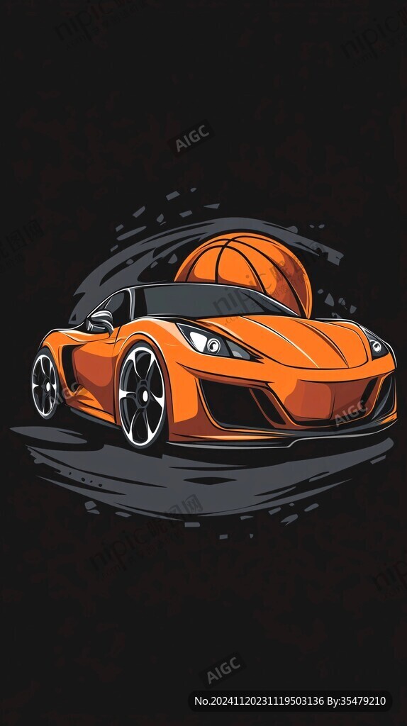卡通跑車插畫