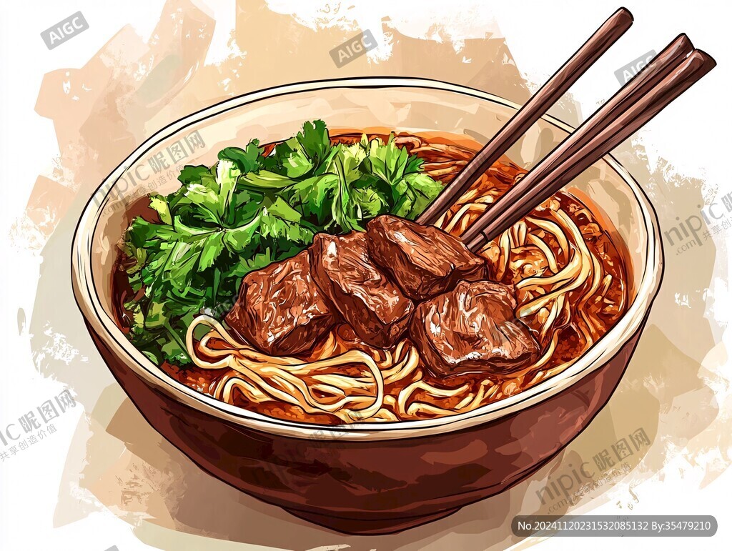 紅燒牛肉面插畫