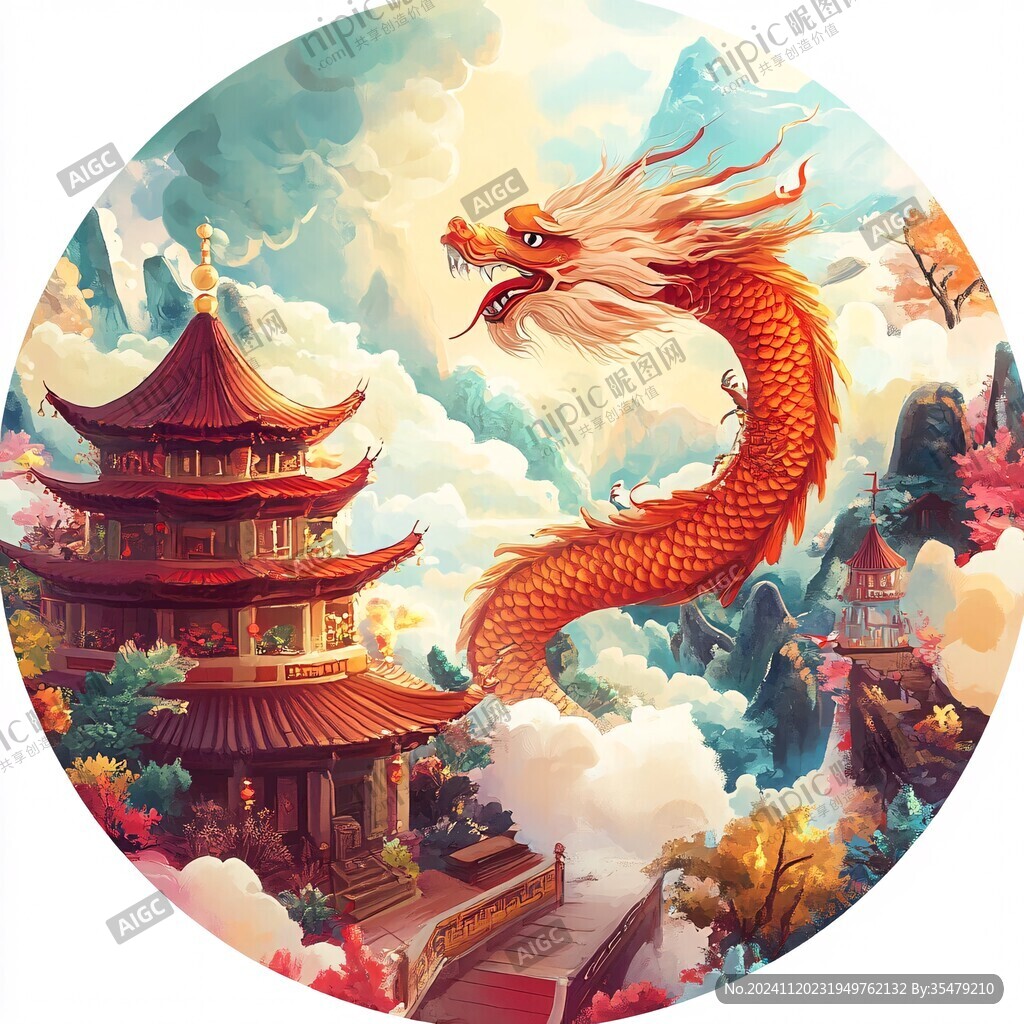 龍年鼠標墊插畫