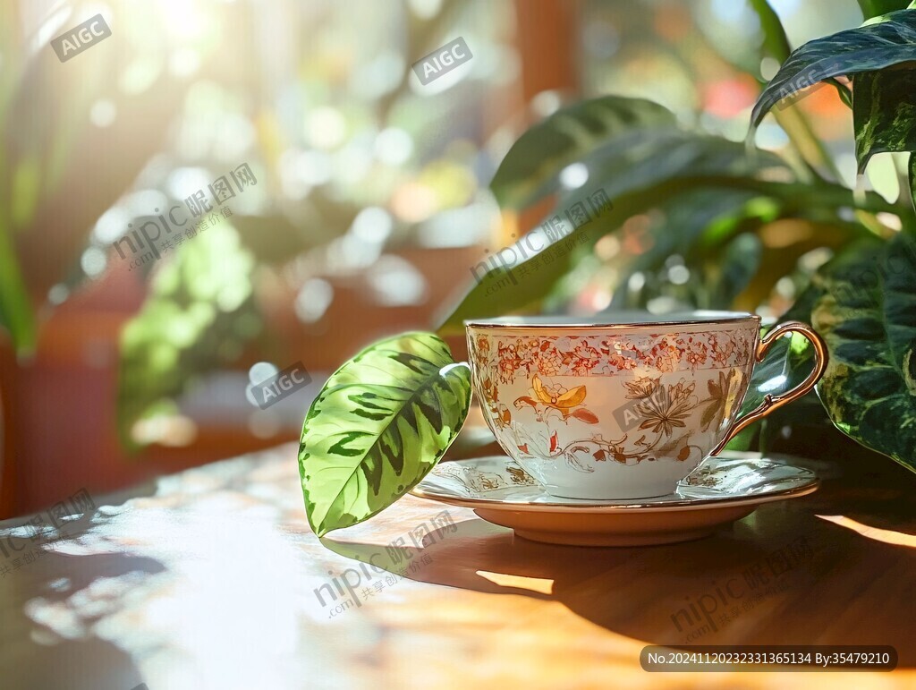陽光下的茶具