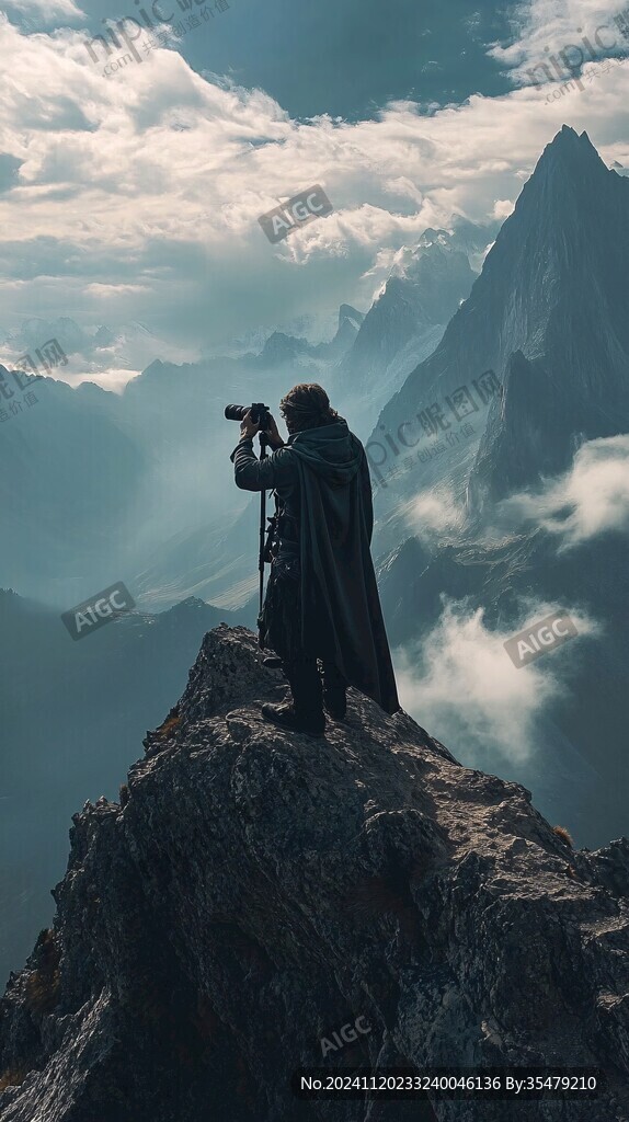 山頂風景人物