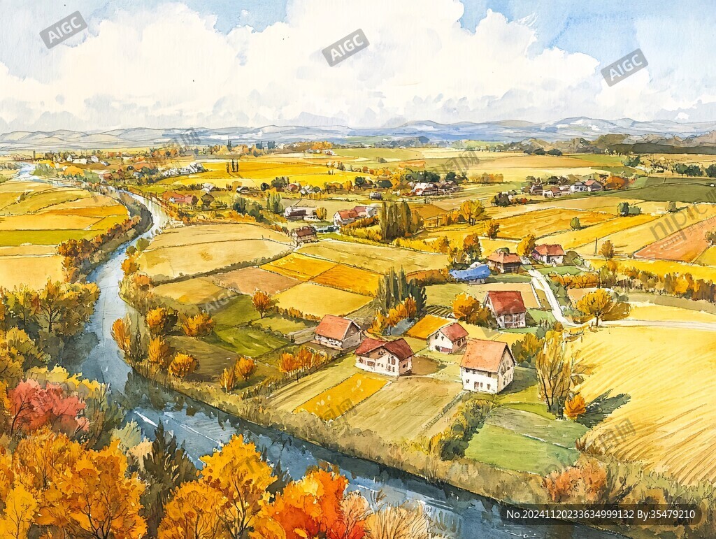 秋韻村莊田園風(fēng)光風(fēng)景