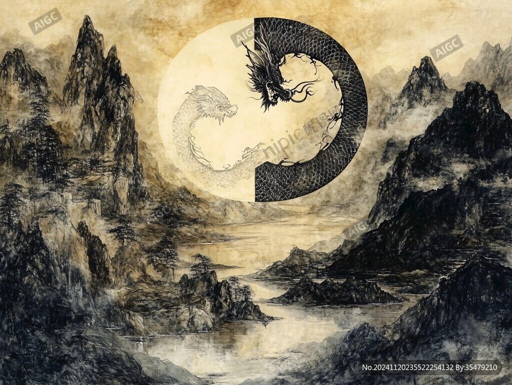 龍望月圖