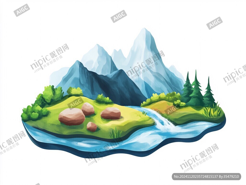 大自然山川插畫