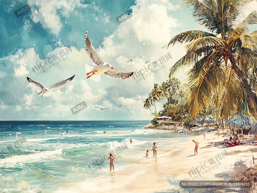 海灘風(fēng)景畫