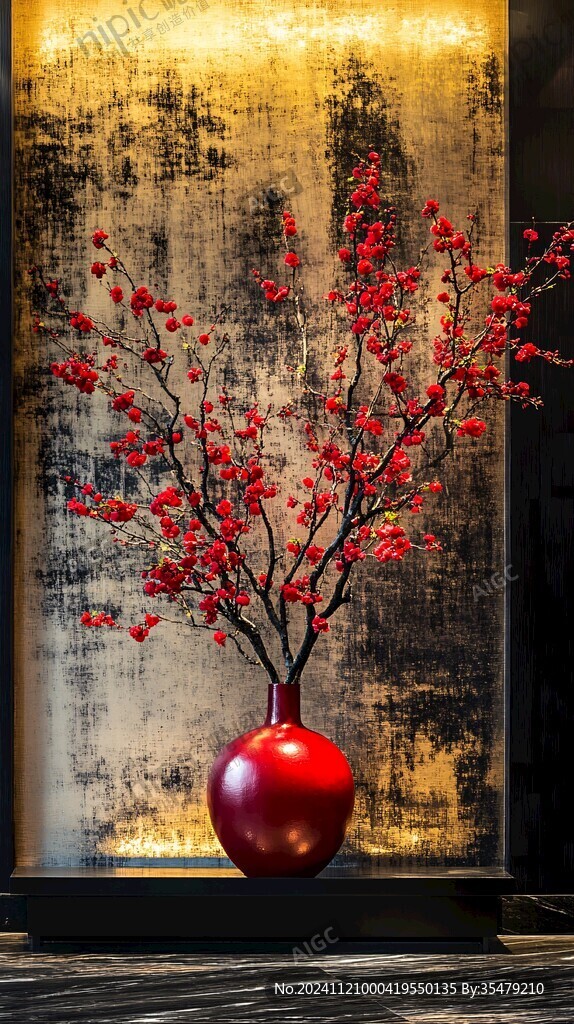 紅色新中式花藝