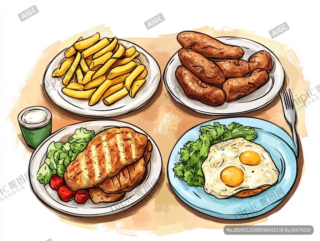 早餐美食插畫