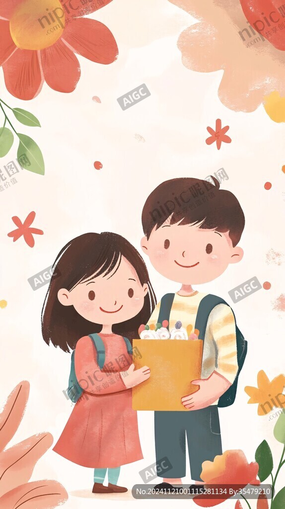 男孩女孩愛情插畫