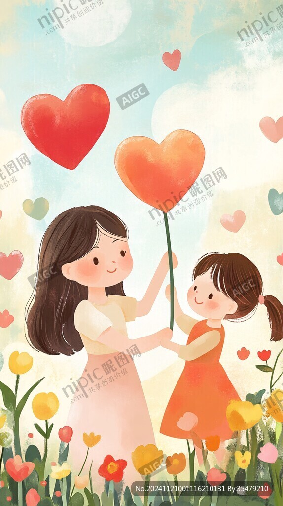 母親節兒童插畫