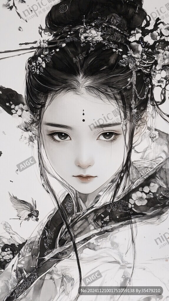 古風(fēng)美女頭像插畫封面