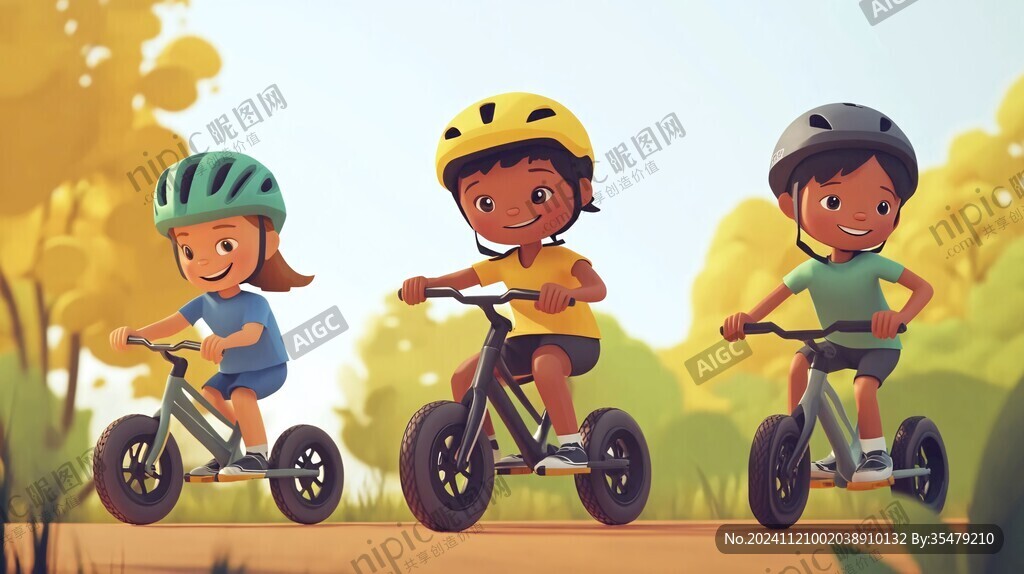 兒童滑步車插畫