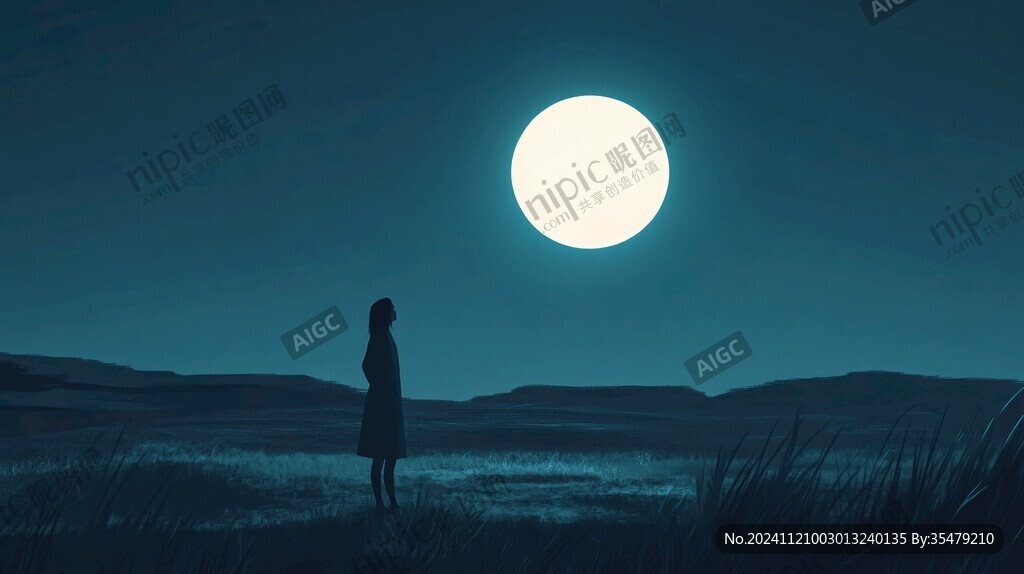 月光插畫月光下