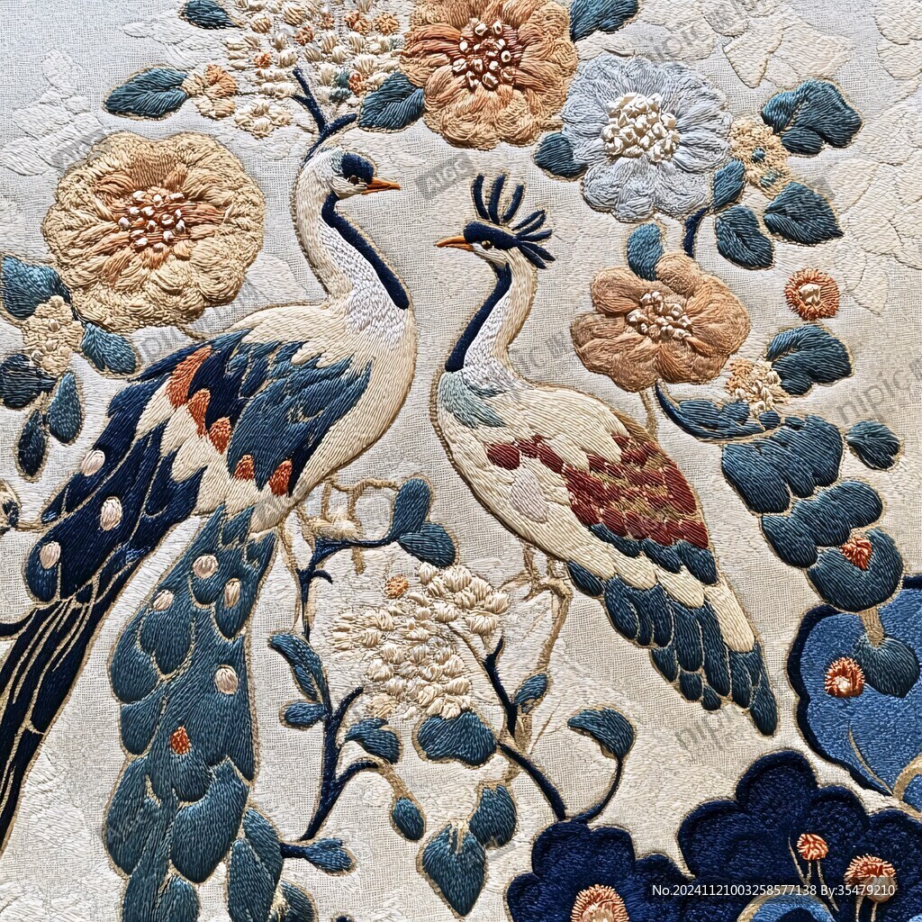 一品仙鶴手工刺繡官補