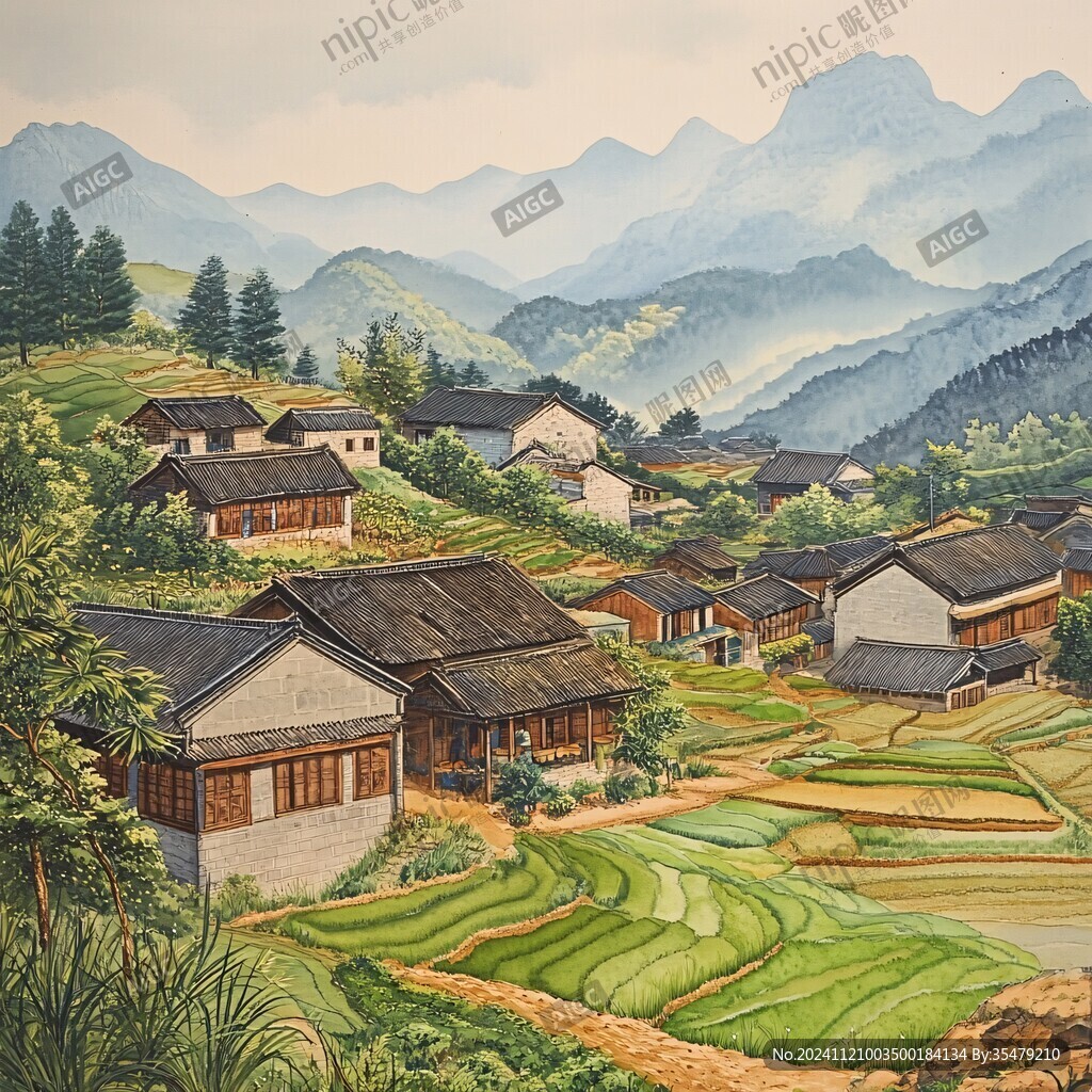 山村民居插畫(huà)
