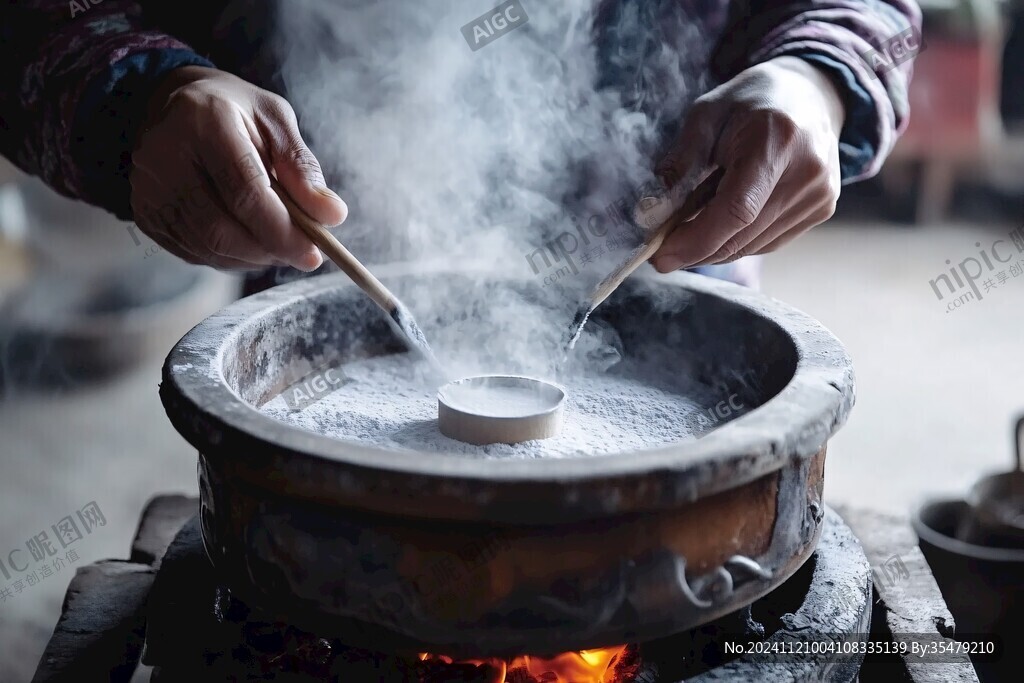 正在蒸飯的石鍋