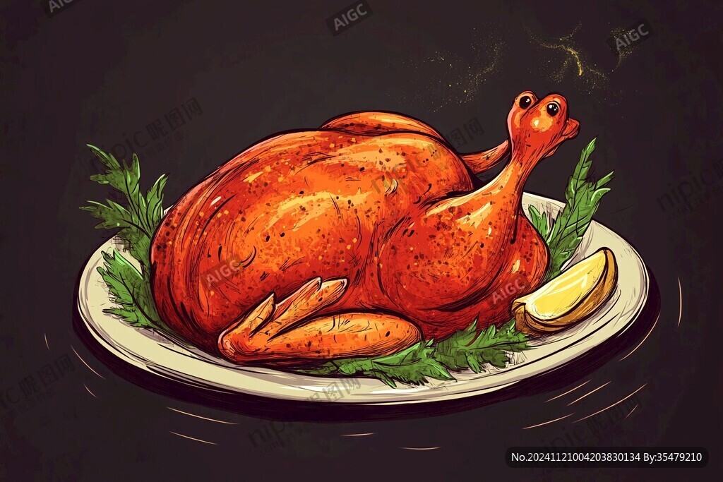 百年烤雞插畫