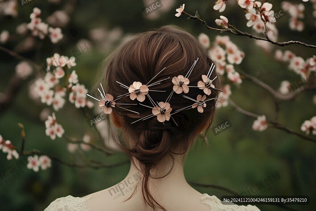 唯美花兒女神背影