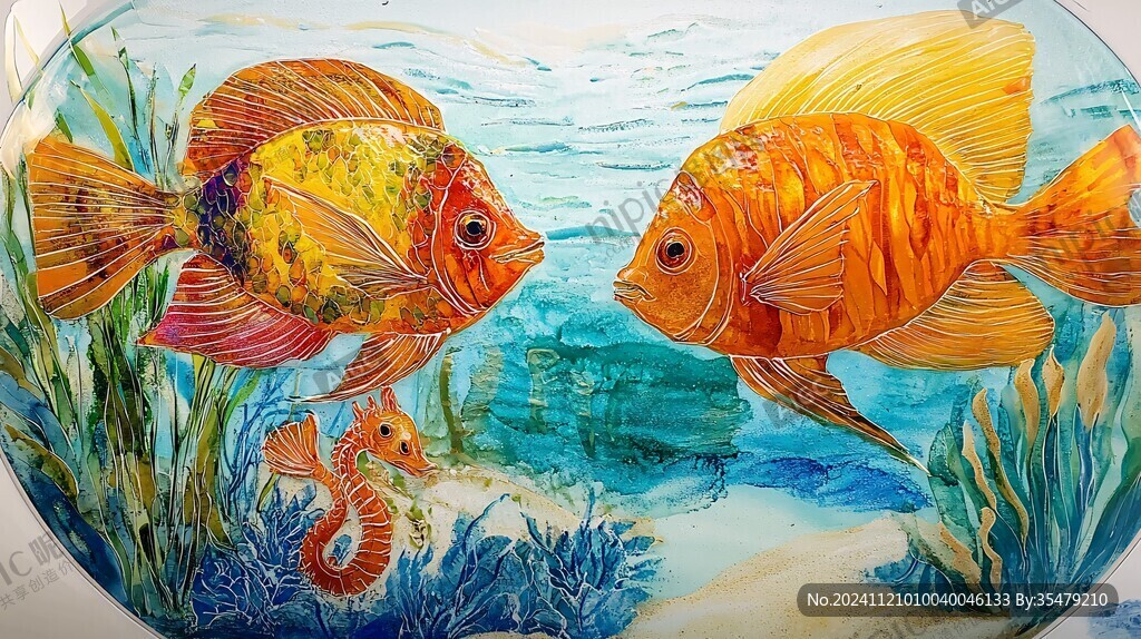 手繪木桶魚壁畫