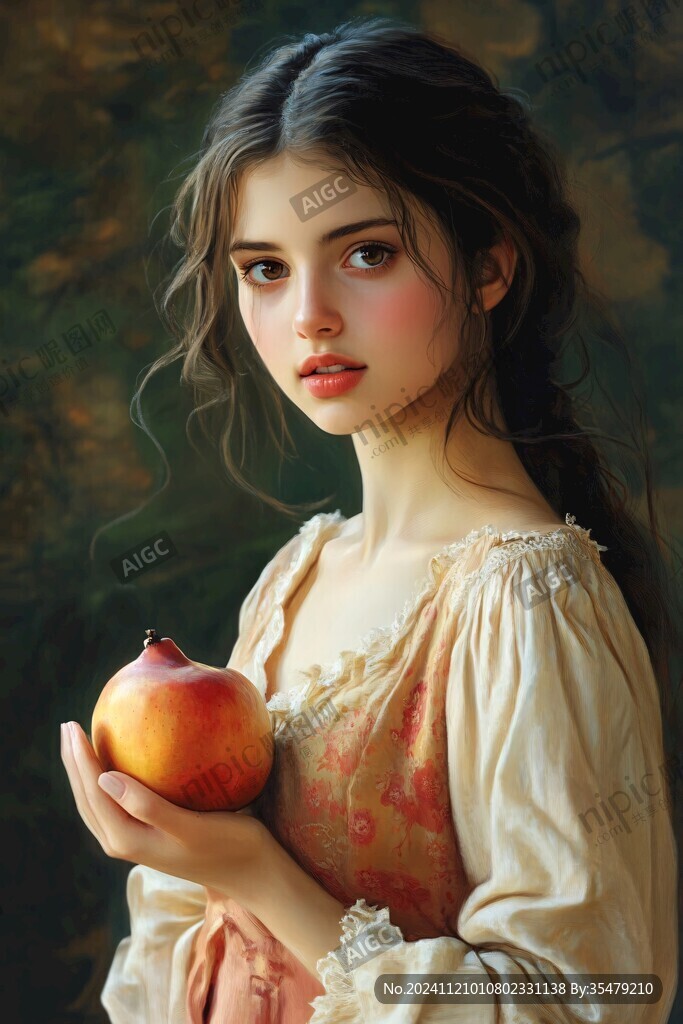 手繪蘋果少女
