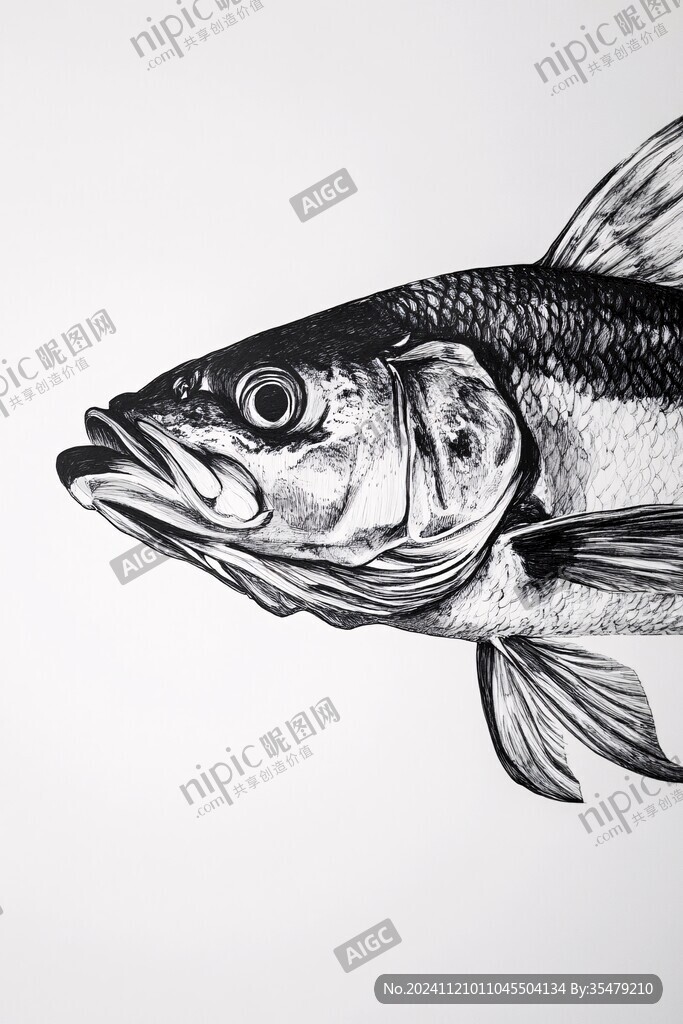 黑白魚手繪