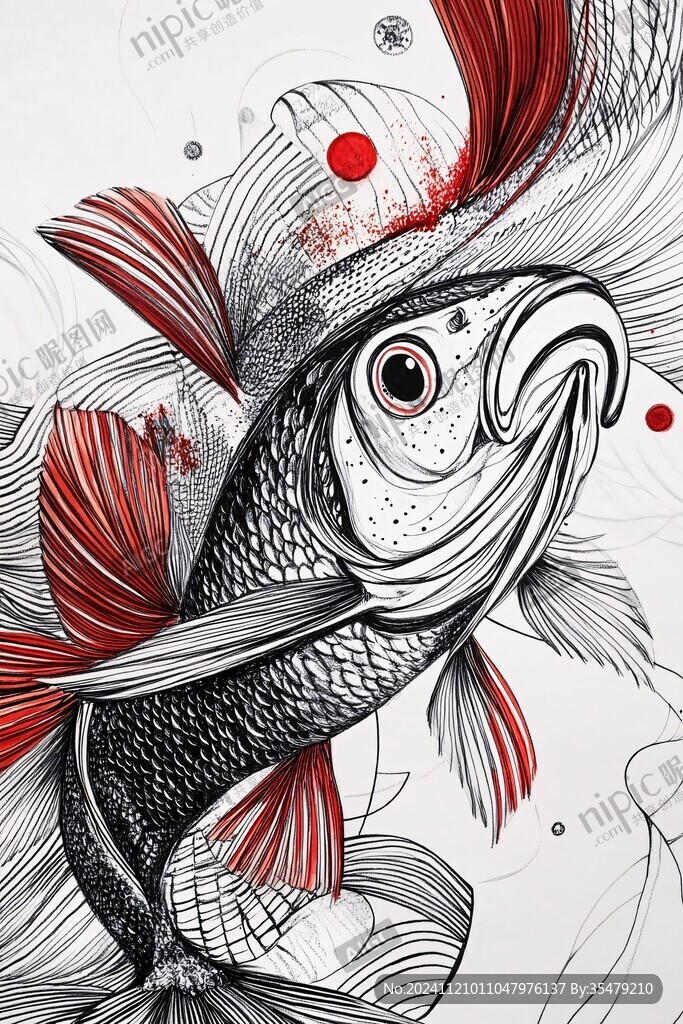 紅鯉魚手繪