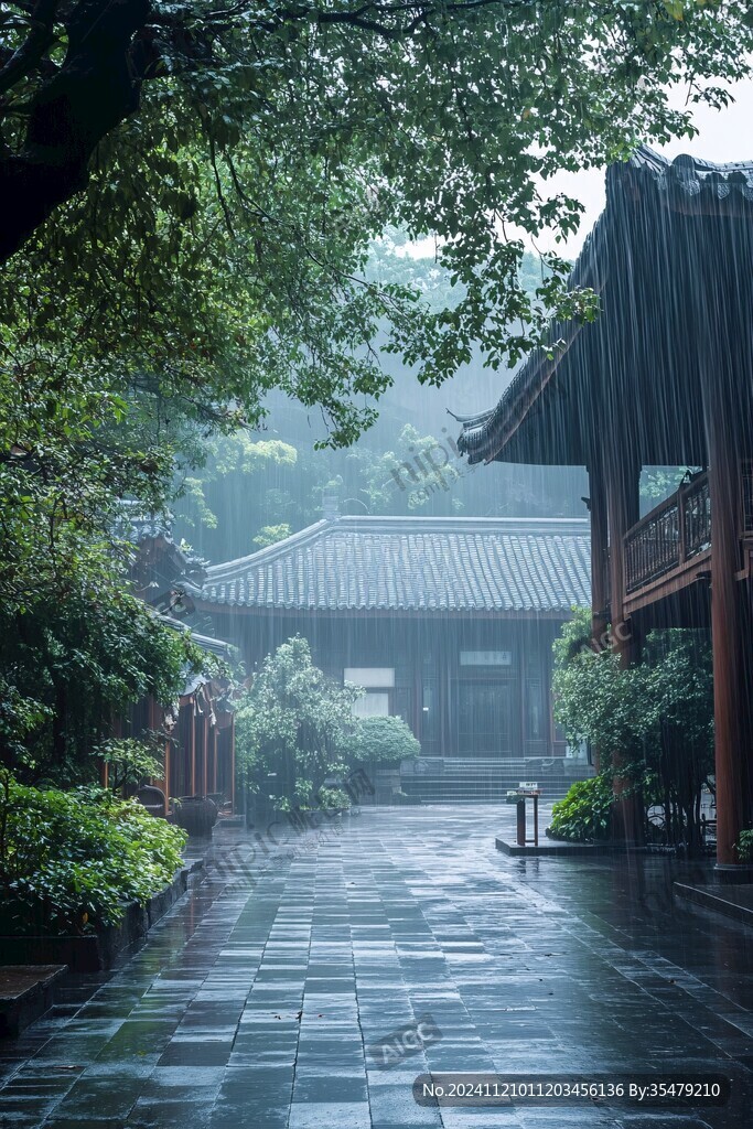 雨中亭臺(tái)