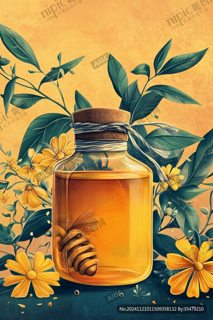 野生蜂蜜插畫